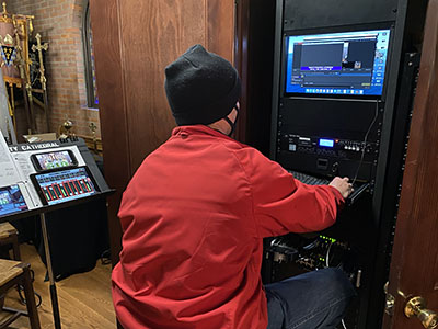 Richard at the video console.